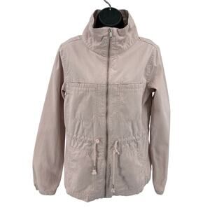 Old Navy Twill Field Jacket SZ S Tall Full Zip Light Pink Drawstring Lightweight